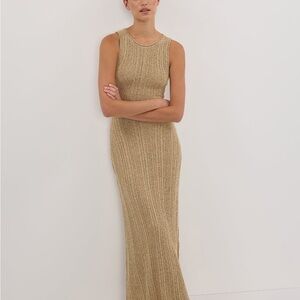 DISSH Gold Ribbed Maxi Dress